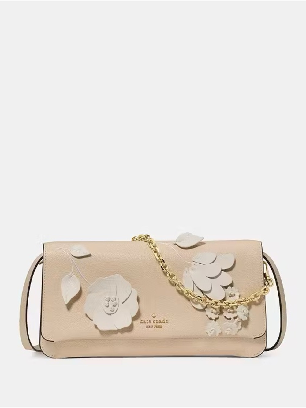♠️Kate Spade Ivy Floral Applique Convertible Flap Crossbody Bag, Milk Glass NWT
